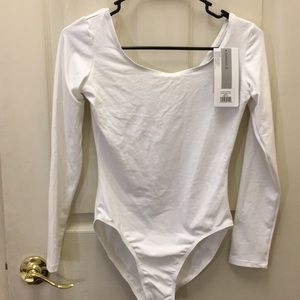 DANSKIN white long sleeves leotard